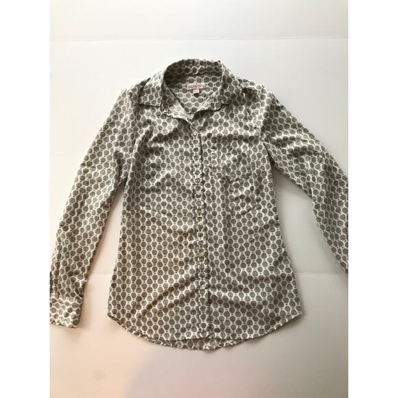 Merona Button Up Long Sleeve Shirt Gray Air Balloon Print - Picture 6 of 14